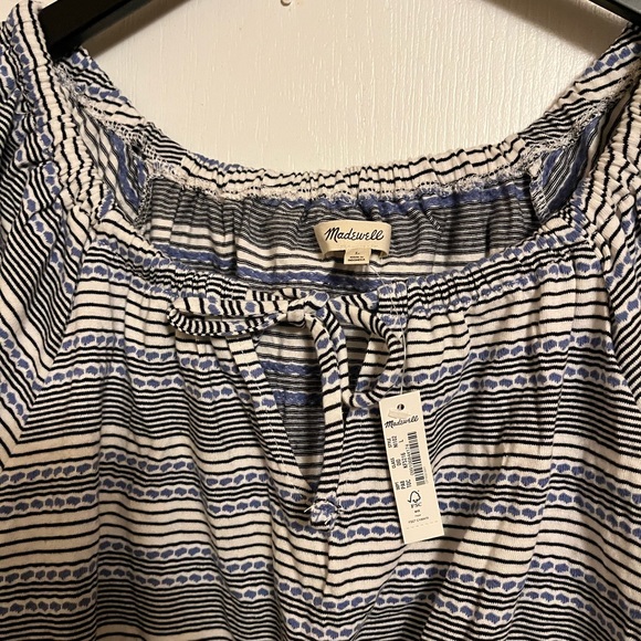NWT Size XL Madewell Jacquard Keyhole Crop Top in Tranquil Ocean - Picture 7 of 11